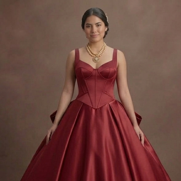 Modern Minimalist Red Quinceañera Dress in Smooth Satin