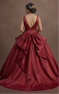 Modern Minimalist Red Quinceañera Dress in Smooth Satin