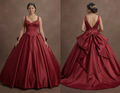Modern Minimalist Red Quinceañera Dress in Smooth Satin