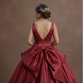 Modern Minimalist Red Quinceañera Dress in Smooth Satin
