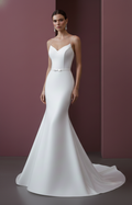 Modern Minimalist Silk Wedding Dress Long Spaghetti Strap Slip