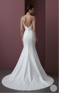Modern Minimalist Silk Wedding Dress Long Spaghetti Strap Slip