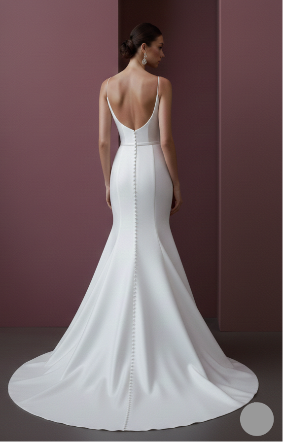 Modern Minimalist Silk Wedding Dress Long Spaghetti Strap Slip