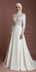 Modern Modest Hijab Wedding Dress Bridal Style Muslim