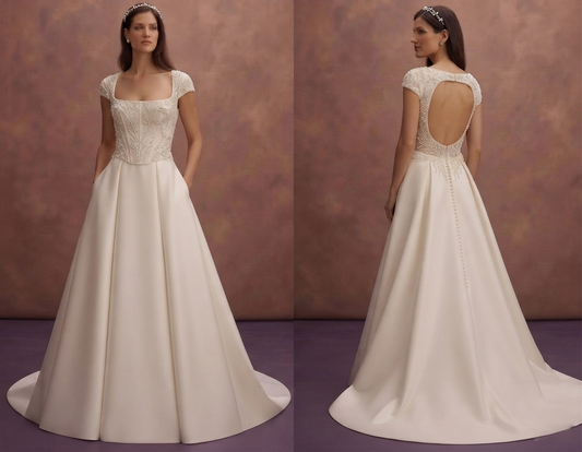 Modern Princess Wedding Dresses with Pearl Embroidery