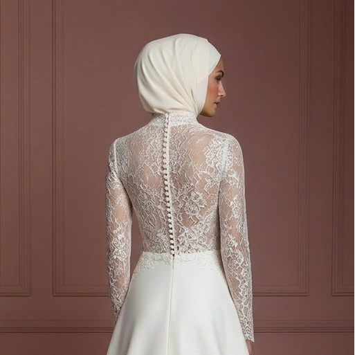 Modest Bridal Gown With Hijab Elegant Wedding Dress Style Muslim
