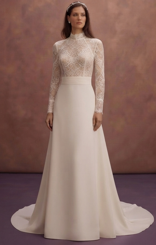 Modest High Neck Wedding Dresses with Full Coverage