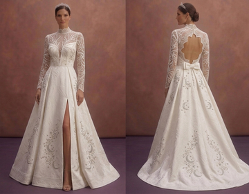 Moonlight Ivory A-Line Wedding Dress with Long Sleeves