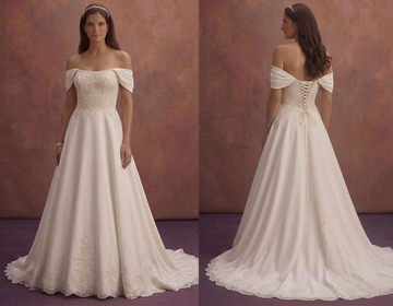 Moonlight Ivory Bridal Dress with Off Shoulder Sleeves