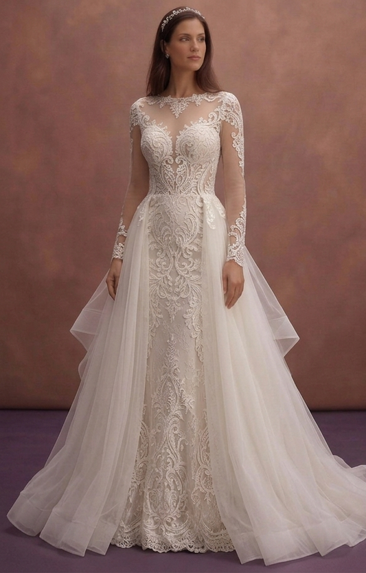 Moonlight Ivory Bridal Gown with Detachable Overskirt