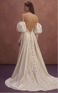 Moonlight Ivory Bridal Gown with Elegant Detachable Sleeves