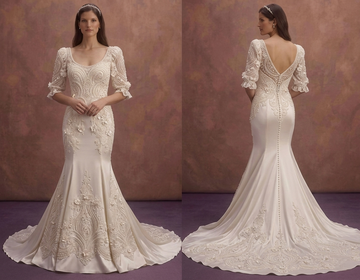 Moonlight Ivory Mermaid Bridal Dress with Pearl Embellishments