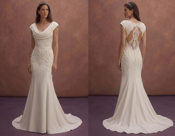 Moonlight Ivory Mermaid Wedding Dress with Open Lace Back
