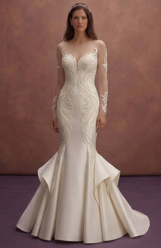 Moonlight Ivory Mermaid Wedding Dress with Sculpted Finish