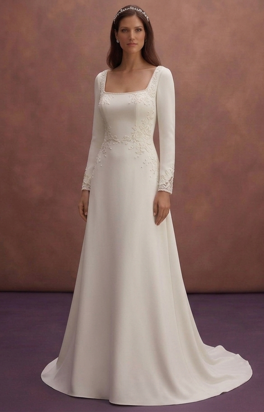 Moonlight Ivory Minimal Wedding Dress with Square Back