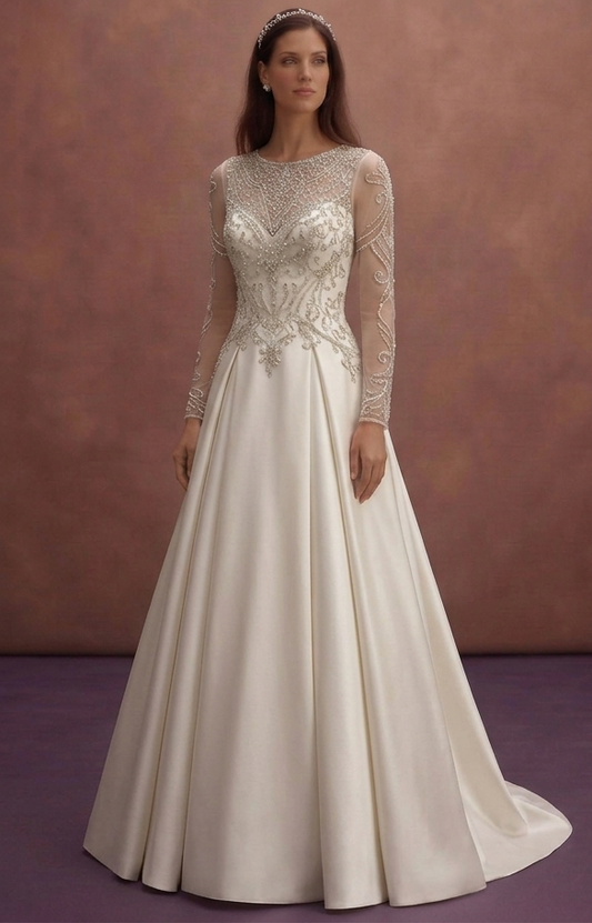 Moonlight Ivory Satin Bridal Dress with Timeless Elegance