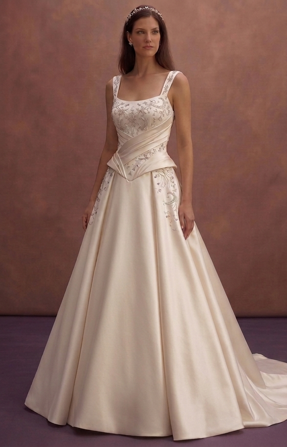 Moonlight Ivory Satin Wedding Dress with Sculpted Waist