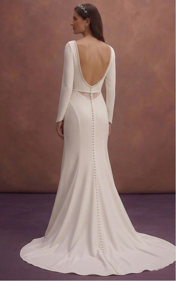Moonlight Ivory Sheath Wedding Dress with Minimal Elegance