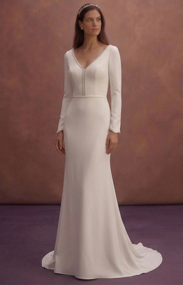 Moonlight Ivory Sheath Wedding Dress with Minimal Elegance