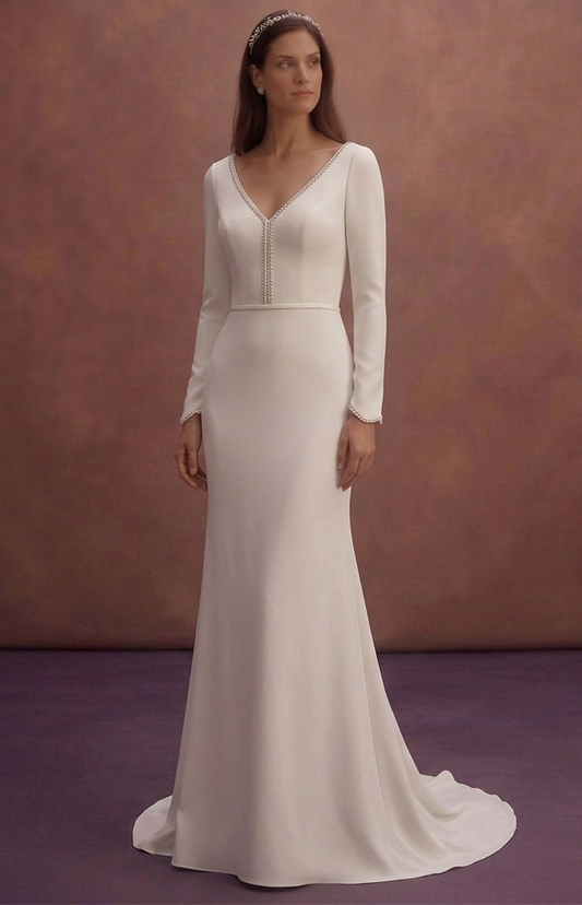 Moonlight Ivory Sheath Wedding Dress with Minimal Elegance