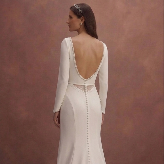Moonlight Ivory Sheath Wedding Dress with Minimal Elegance