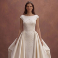 Moonlight Ivory Wedding Dress with Dramatic Overskirt