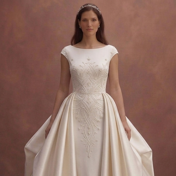 Moonlight Ivory Wedding Dress with Dramatic Overskirt