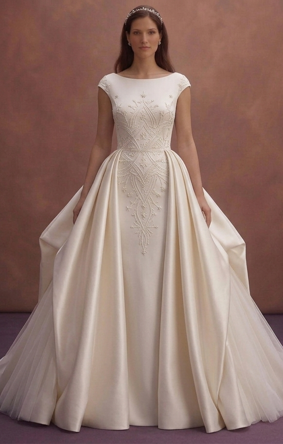 Moonlight Ivory Wedding Dress with Dramatic Overskirt