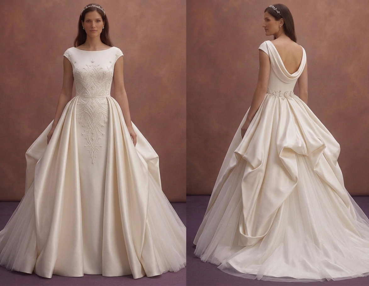 Moonlight Ivory Wedding Dress with Dramatic Overskirt