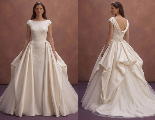 Moonlight Ivory Wedding Dress with Dramatic Overskirt