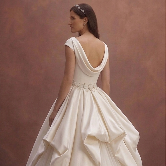 Moonlight Ivory Wedding Dress with Dramatic Overskirt