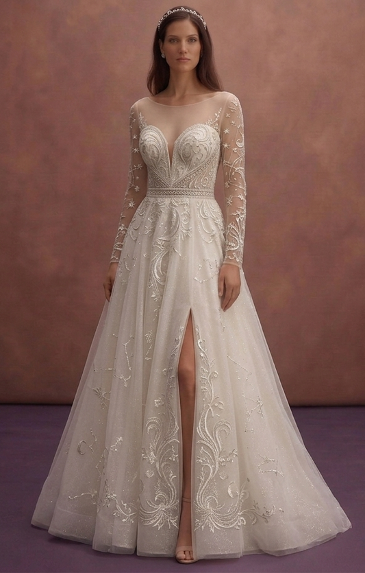 Moonlight Ivory Wedding Dress with Soft Sparkle Tulle