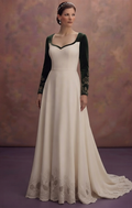 Mountain Wedding Dresses with Cozy Velvet Sleeves