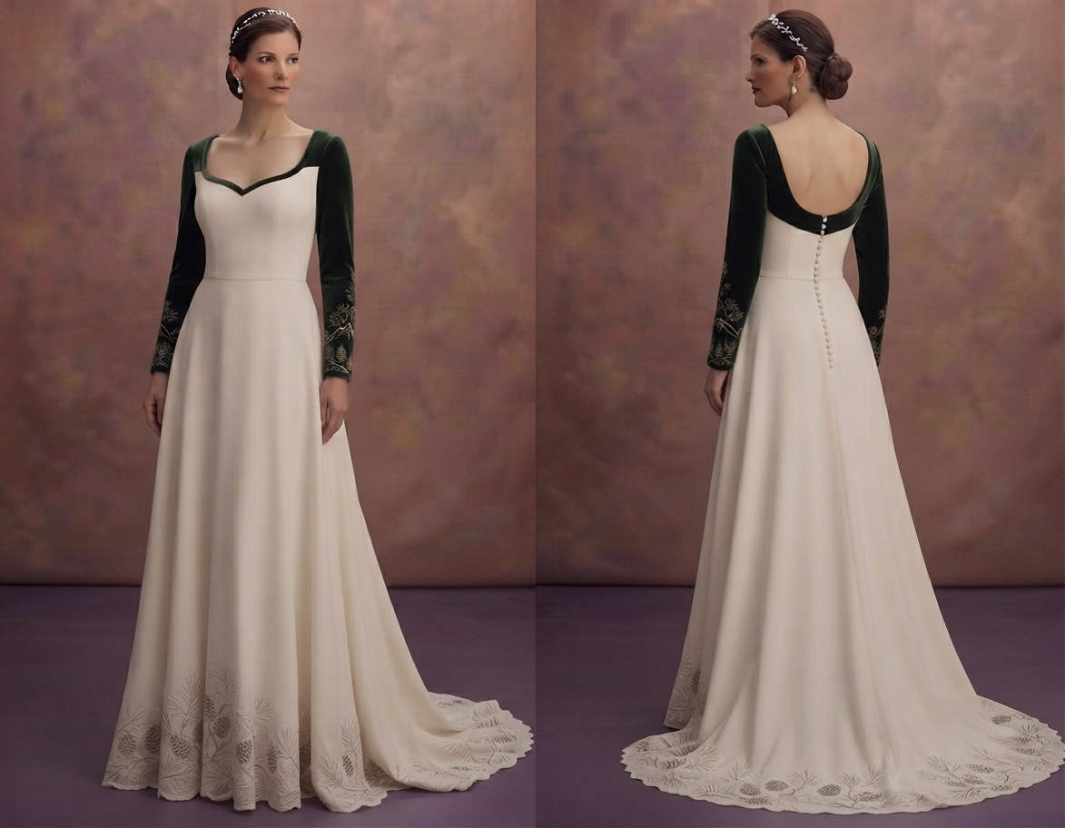 Mountain Wedding Dresses with Cozy Velvet Sleeves