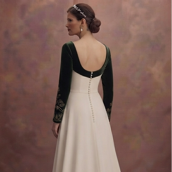 Mountain Wedding Dresses with Cozy Velvet Sleeves