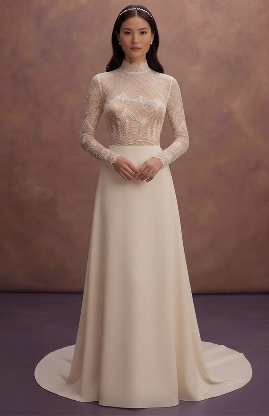 Mountain Wedding Dresses with Elegant Long Sleeves
