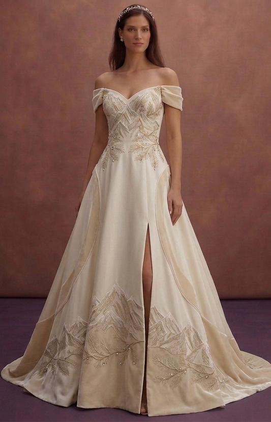 Mountain Wedding Dresses with Elegant Velvet Accents