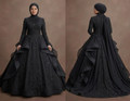 Muslim Prom Dress Black Chiffon High Neck Elegant Prom