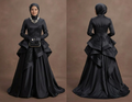 Muslim Prom Dress Black Satin Full Coverage Modest Prom