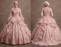 Muslim Prom Dress Blush Pink Tulle Long Sleeve Princess Prom