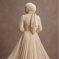 Muslim Prom Dress Champagne Chiffon Flowing Modest Prom