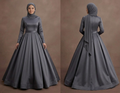 Muslim Prom Dress Charcoal Gray Satin Minimalist Modest Prom