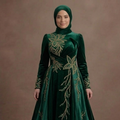 Muslim Prom Dress Forest Green Velvet A-Line Modest Prom
