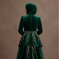 Muslim Prom Dress Forest Green Velvet A-Line Modest Prom
