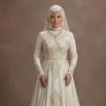 Muslim Prom Dress Ivory Lace Modest High Neck Prom