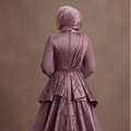 Muslim Prom Dress Mauve Satin Long Sleeve Elegant Night