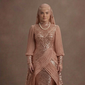 Muslim Prom Dress Rose Gold Sequin Long Sleeve Glam Prom