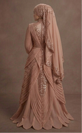 Muslim Prom Dress Rose Gold Sequin Long Sleeve Glam Prom