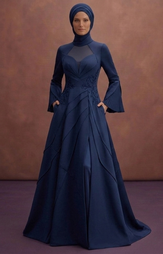 Navy Blue Muslim Prom Dresses – Elegant Evening Wear