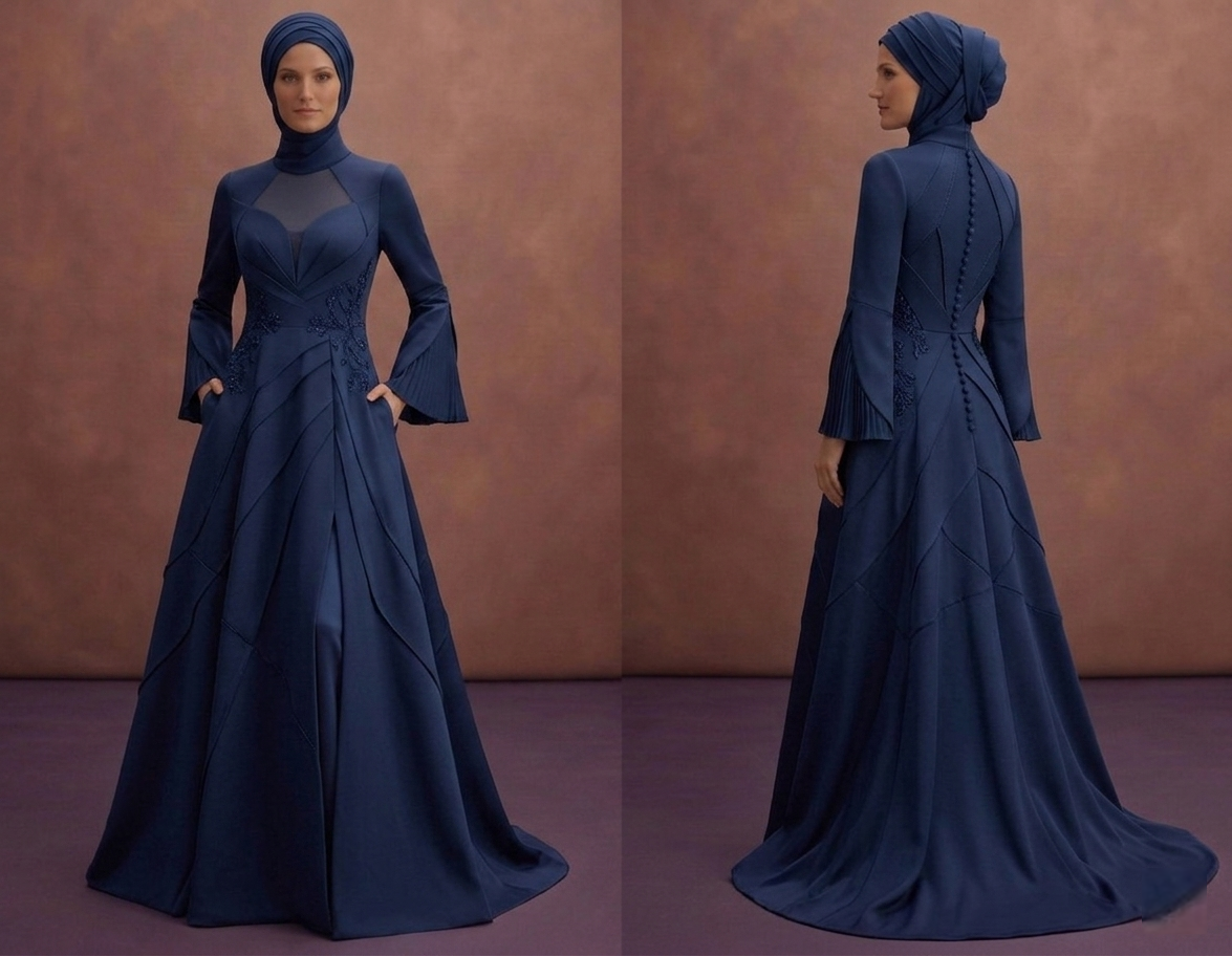 Navy Blue Muslim Prom Dresses – Elegant Evening Wear